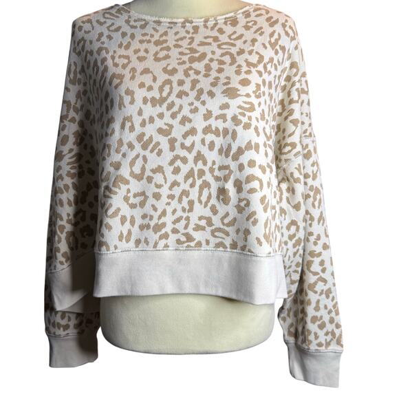 Aerie Leopard Print Oversized Cropped Sweatshirt, Size Medium, NWT - Picture 1 of 7